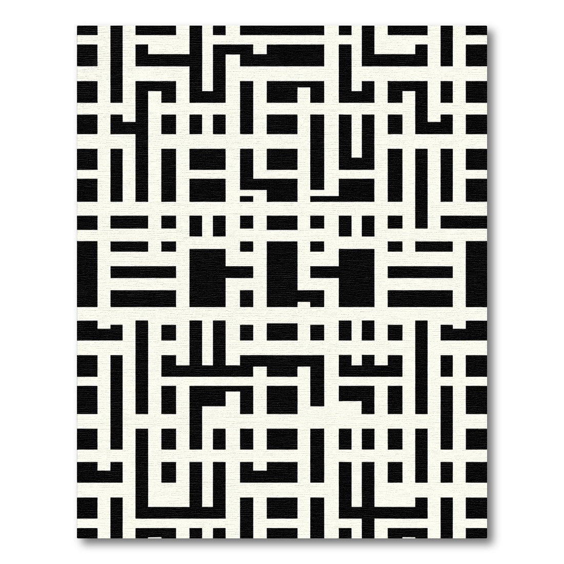 Black White Geometric Labyrinth Rug