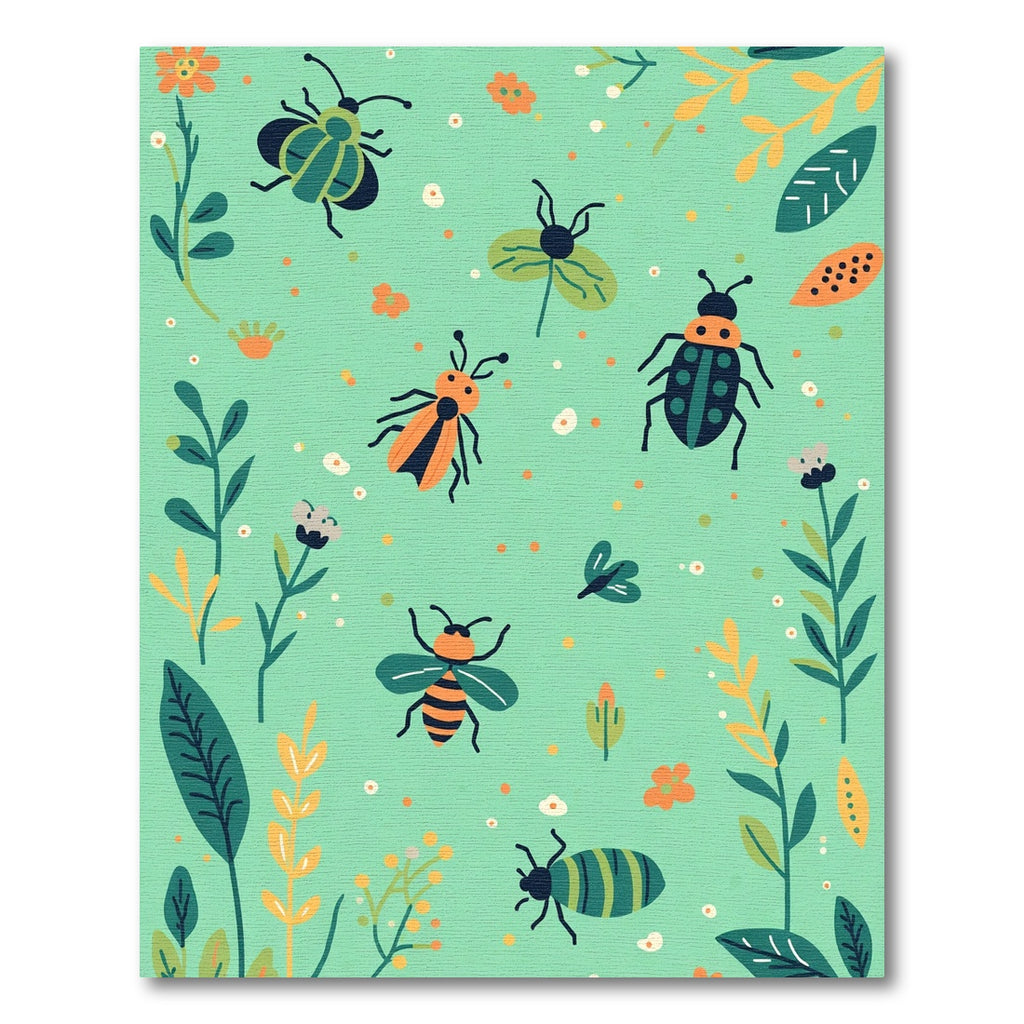 Whimsical Insects and Plants Garden Rug