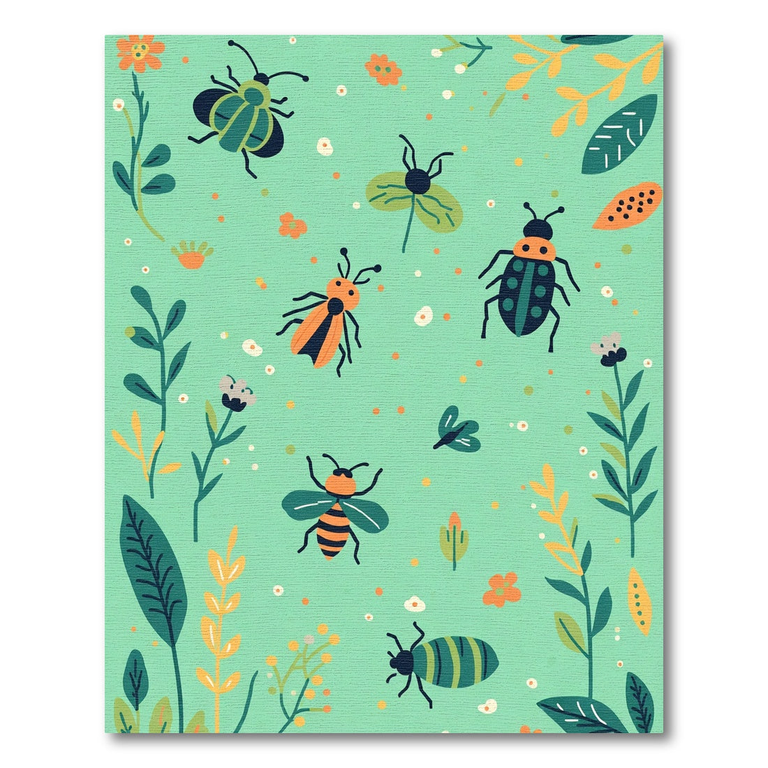 Whimsical Insects and Plants Garden Rug