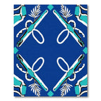 Royal Blue Abstract Diamond Foliage Rug