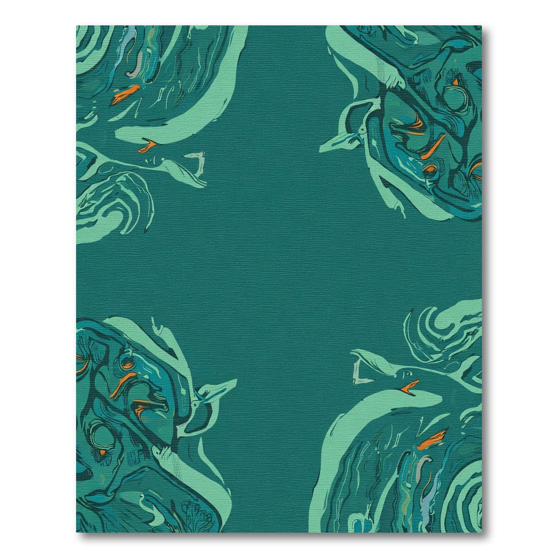 Deep Teal Flowing Abstract Forms Rug