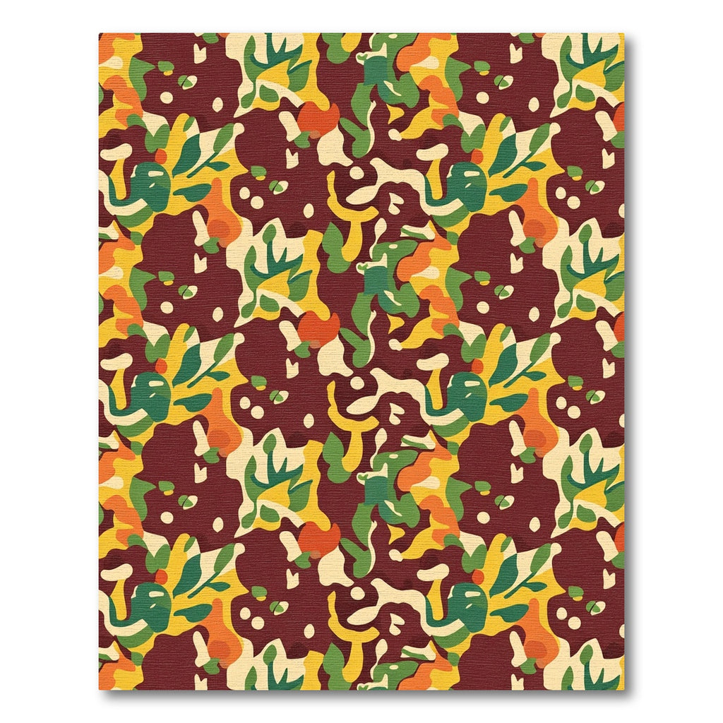 Bold Abstract Camouflage Crimson Overlay Rug