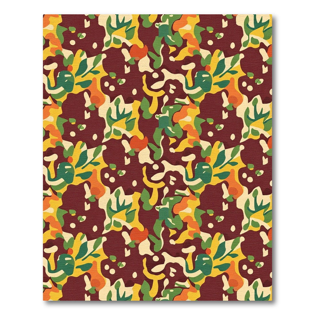 Bold Abstract Camouflage Crimson Overlay Rug