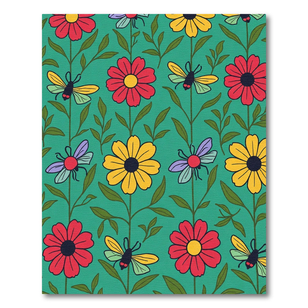 Whimsical Flower and Insect Garden Rug
