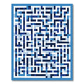Blue Labyrinth Geometric Pixelated Rug
