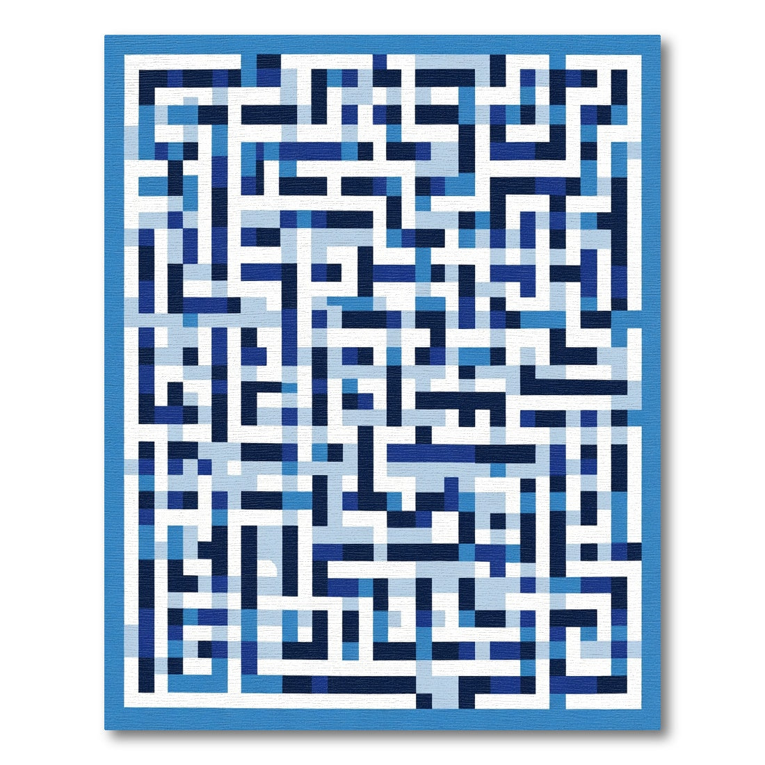 Blue Labyrinth Geometric Pixelated Rug