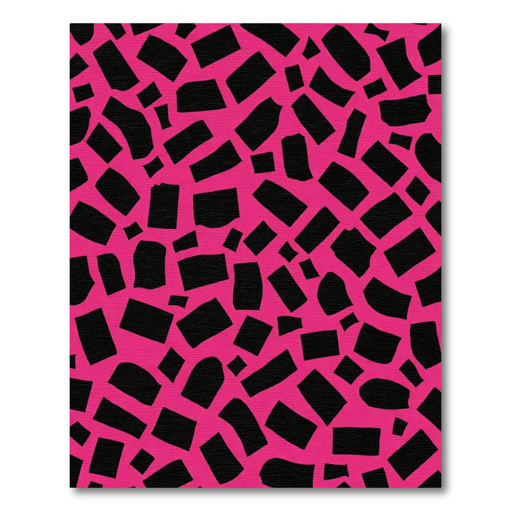 Hot Pink Black Jagged Rectangles Rug
