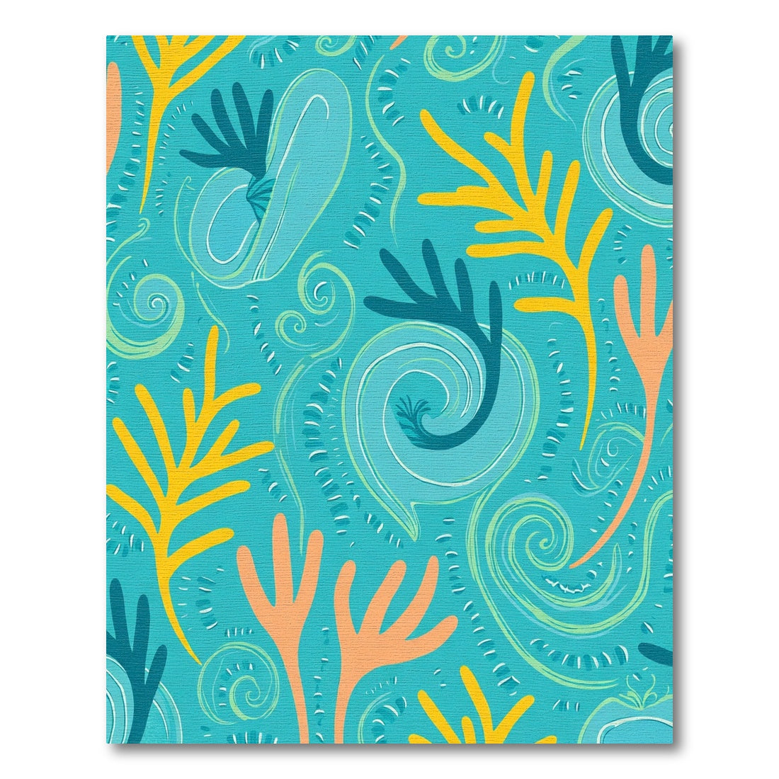 Oceanic Teal Coral Swirl Abstract Rug