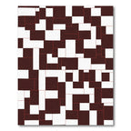 Abstract Dark Brown White Rectangles Rug