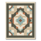 Geometric Earth Tones And Teal Medallion Rug