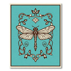 Deco Teal Dragonfly Scrollwork Rug