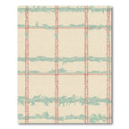 Cream Red Teal Fern Plaid Rug
