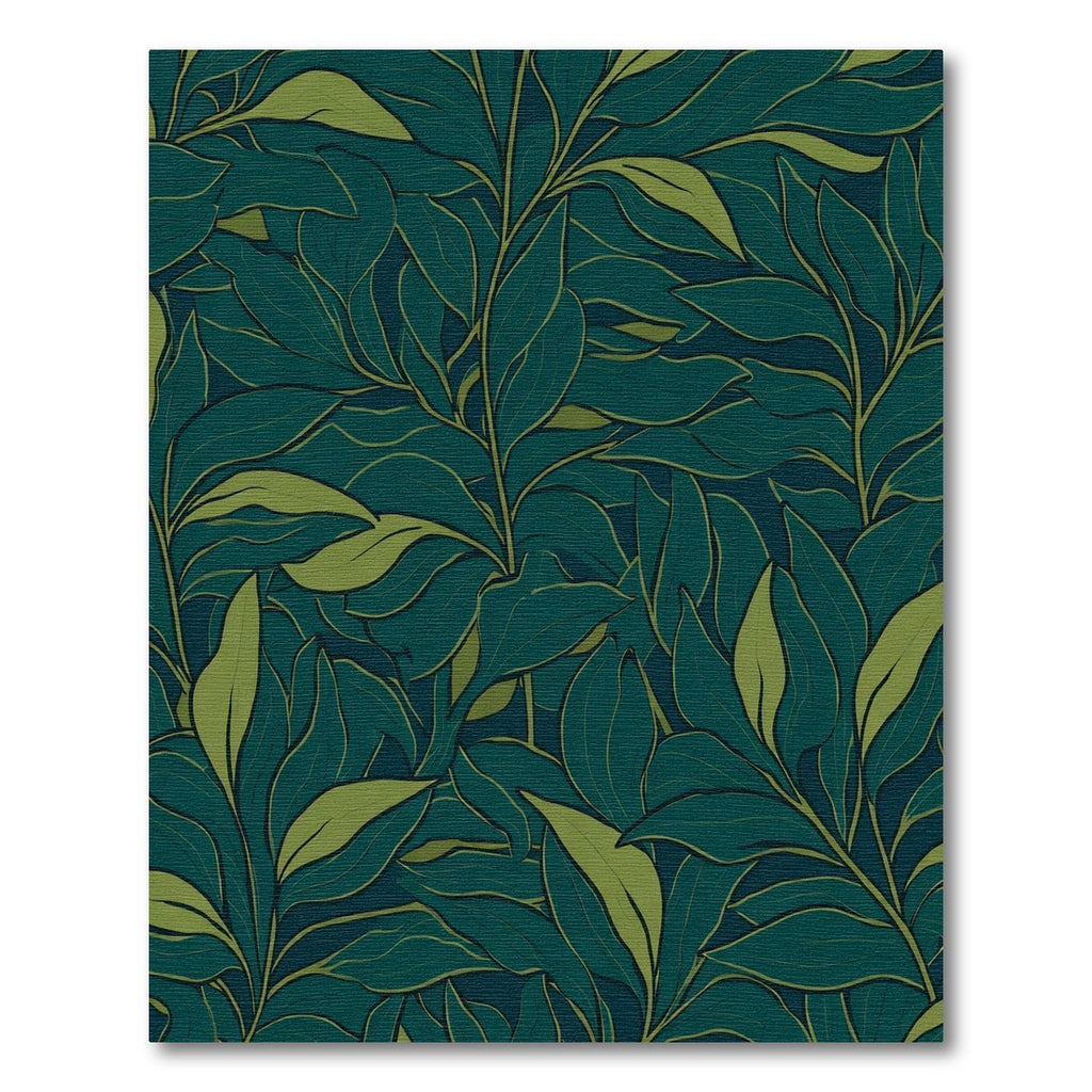 Dark Teal Lush Green Foliage Rug