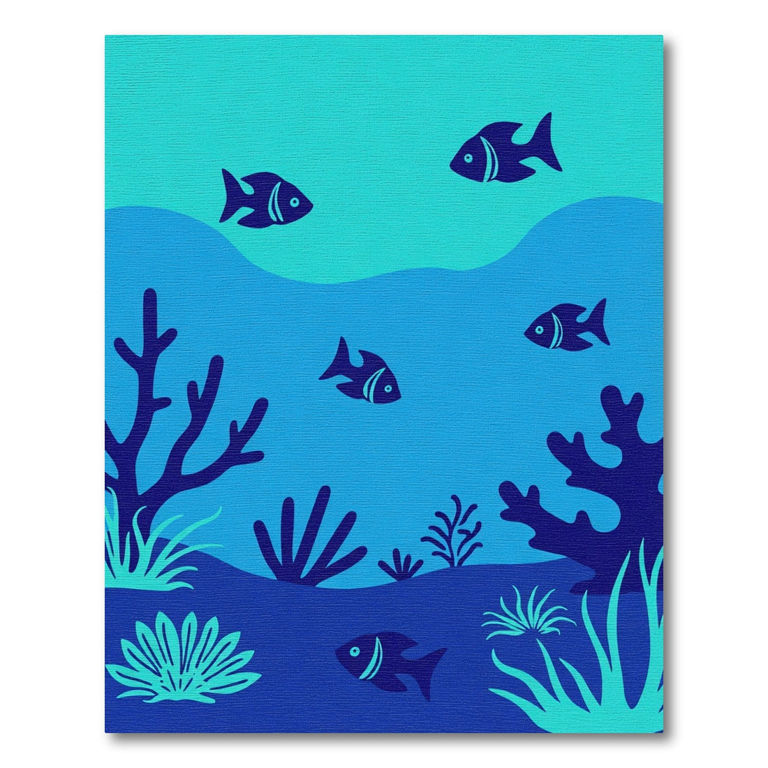 Deep Blue Ocean Coral Fish Scene Rug