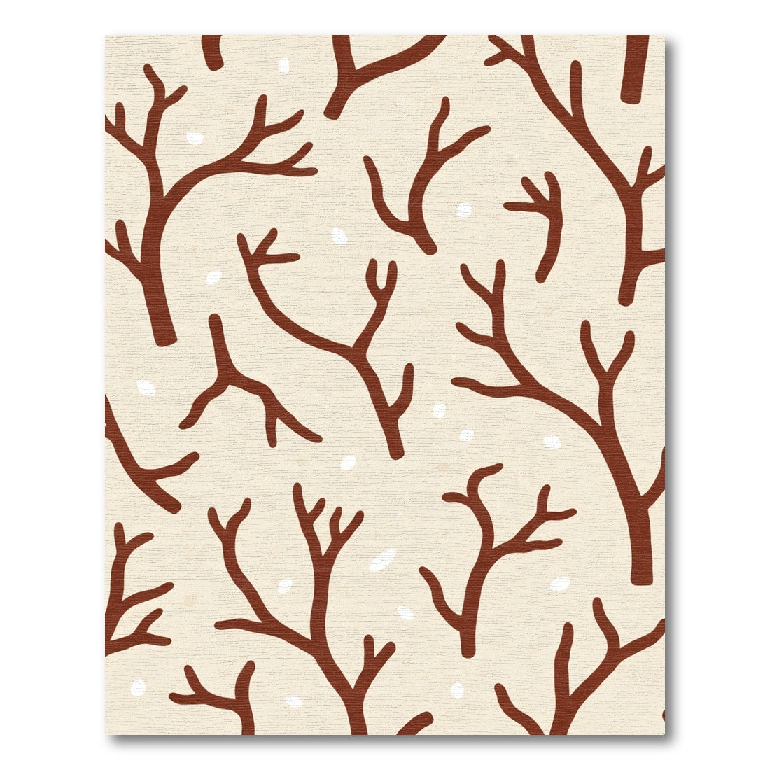 Brown Branch Pattern on Cream Ground Rug