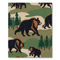 Woodland Bears Forest Landscape Rug