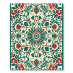 Crimson Teal Floral Mandala Rug