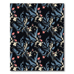 Black Floral Medallion Cream Blue Coral Rug
