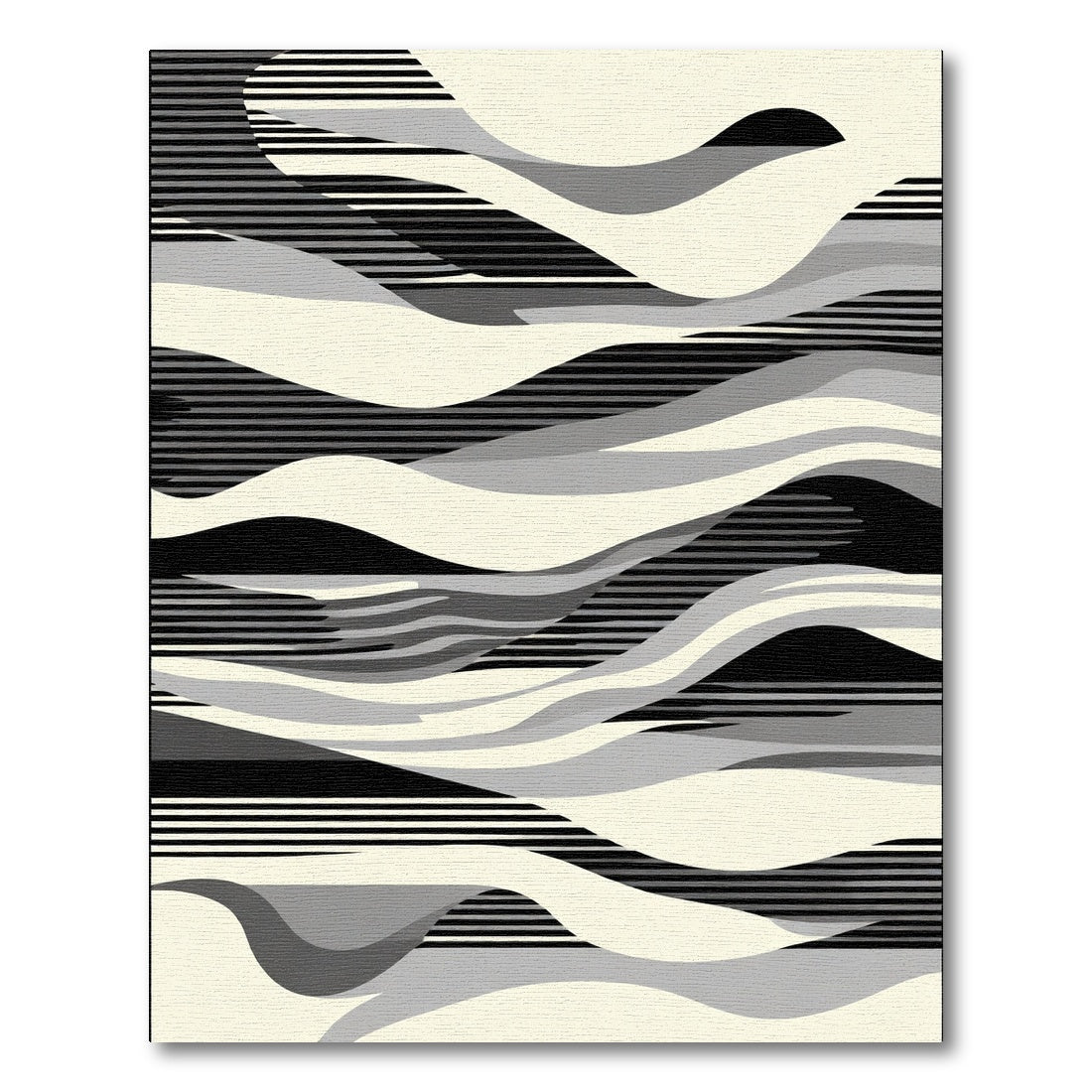 Monochrome Abstract Wave Stripes Rug