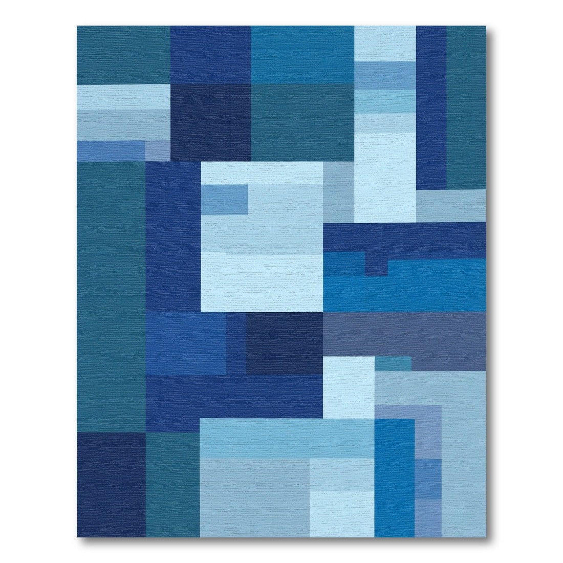 Shades Of Blue Geometric Blocks Rug