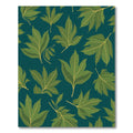 Emerald Leaves on Deep Teal Background Rug
