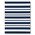 Deep Blue White Parallel Lines Rug
