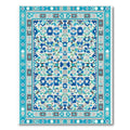 Blue Geometric Pixelated Medallion Rug