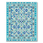 Blue Geometric Pixelated Medallion Rug