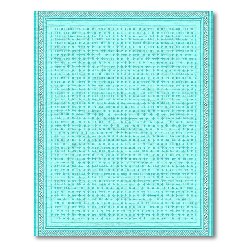 Aqua Diamond Lattice Border Rug
