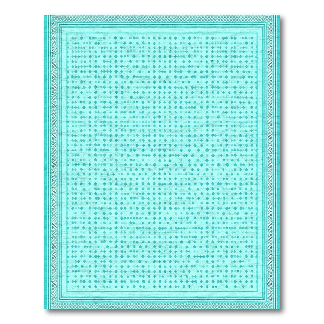 Aqua Diamond Lattice Border Rug