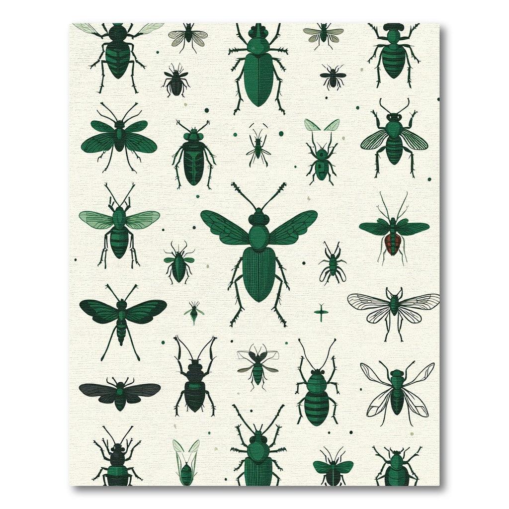 Dark Green Insect Collage Rug