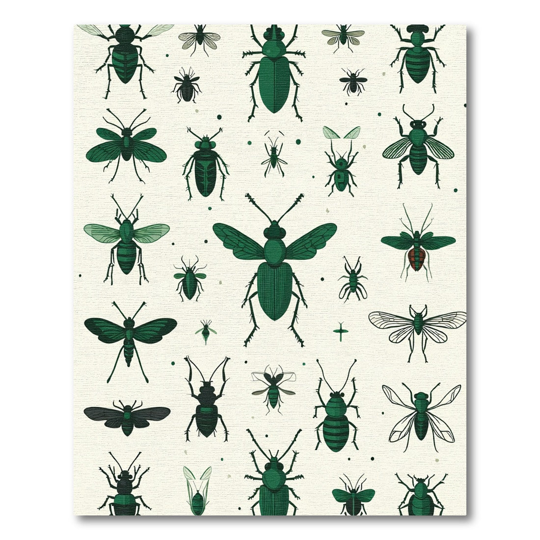 Dark Green Insect Collage Rug