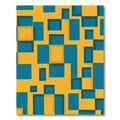Geometric Cubist Yellow Teal Abstract Rug
