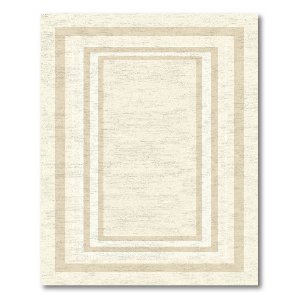 Cream Nested Rectangles Border Rug