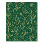 Golden Branch Foliage on Emerald Green Rug
