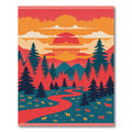 Vibrant Sunset Forest Landscape Herd Rug