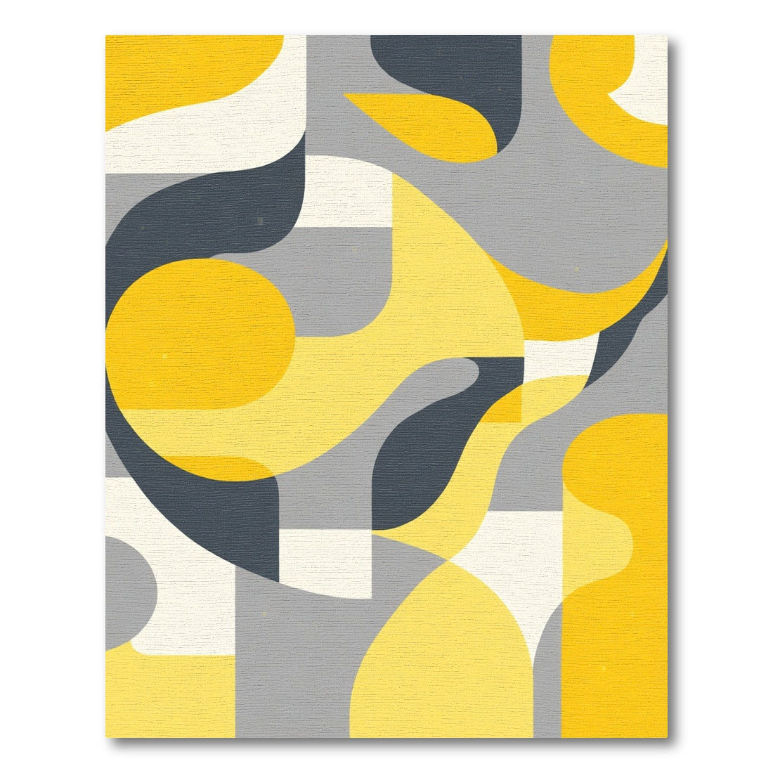Vibrant Abstract Yellow Gray Forms Rug