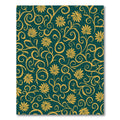 Golden Floral Swirl Teal Rug