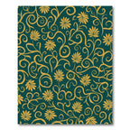 Golden Floral Swirl Teal Rug