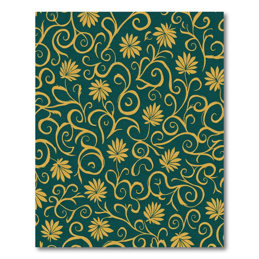 Golden Floral Swirl Teal Rug
