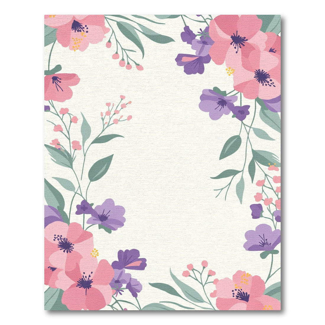 Pink Purple Floral Branch Accents Rug