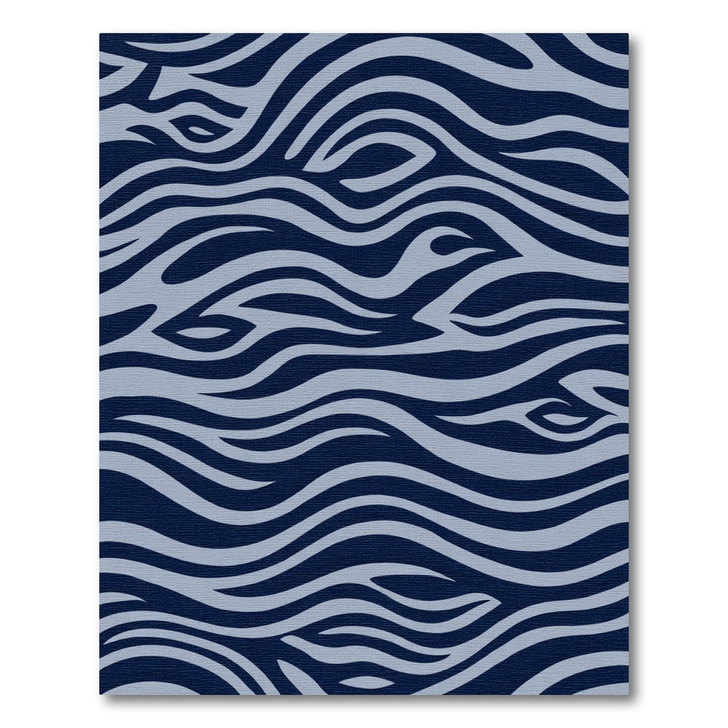 Deep Blue Gray Abstract Wave Rug