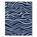 Deep Blue Gray Abstract Wave Rug