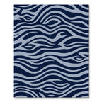 Deep Blue Gray Abstract Wave Rug