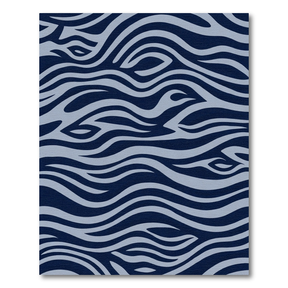 Deep Blue Gray Abstract Wave Rug