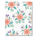 Coral Pink Floral and Lavender Bud Bunch Rug