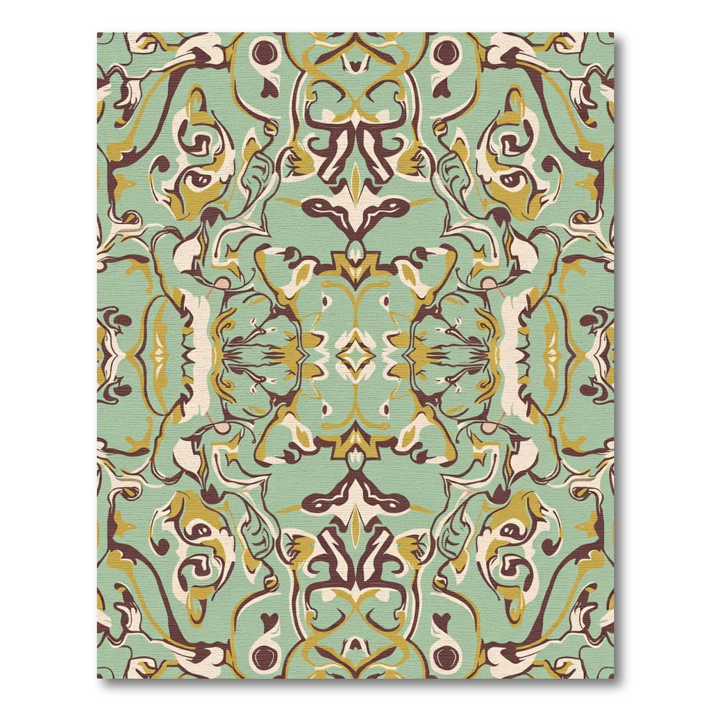 Green Gold Brown Swirl Abstract Rug