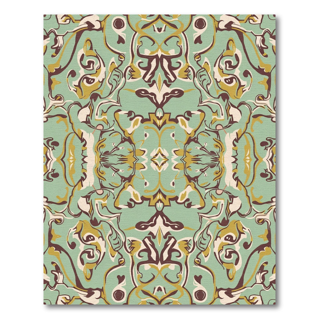 Green Gold Brown Swirl Abstract Rug