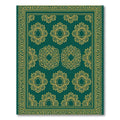 Elegant Emerald Gold Floral Medallion Rug