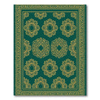 Elegant Emerald Gold Floral Medallion Rug